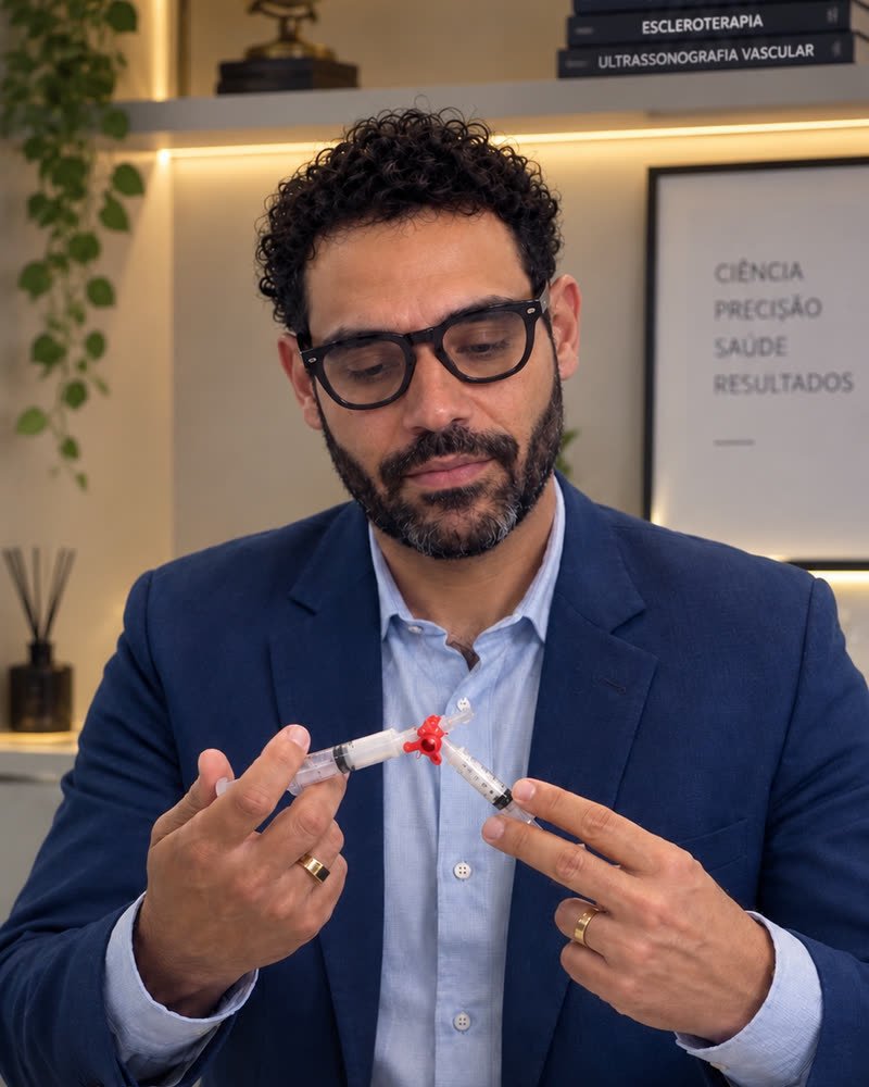 Dr. Jonatas Carvalho preparando la espuma del método en el consultorio